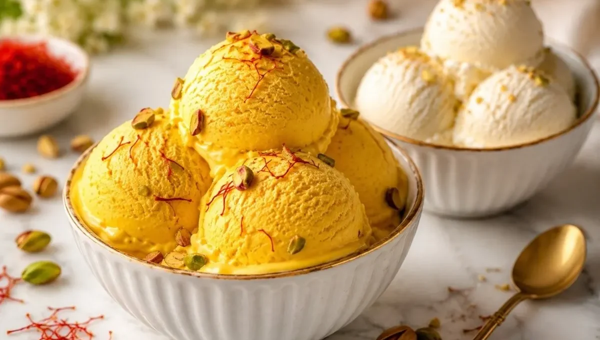 طرز تهیه بستنی سنتی زعفرانی بدون نیاز به دستگاه و ثعلب