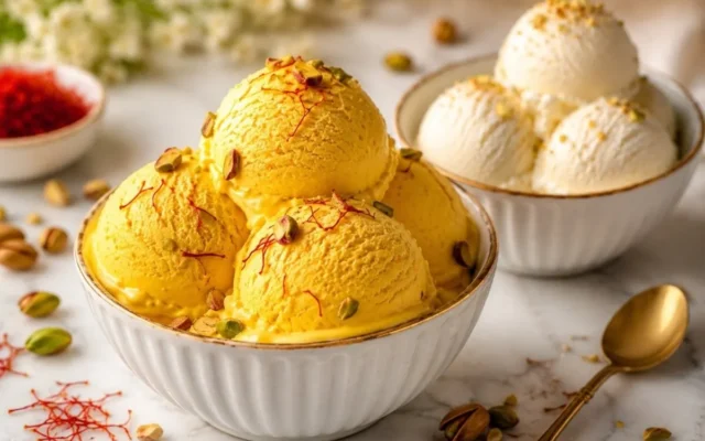 طرز تهیه بستنی سنتی زعفرانی بدون نیاز به دستگاه و ثعلب