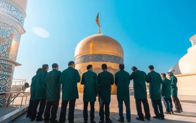 حرم امام رضا(ع) خود را برای جشن میلاد پیامبر(ص) آماده می‌کند